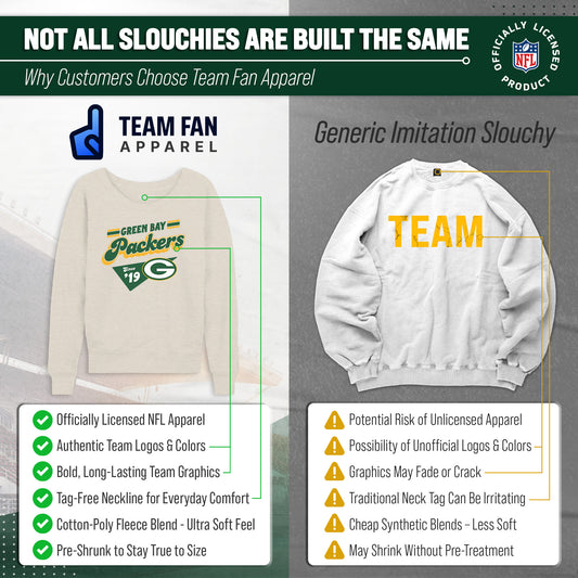 Green Bay Packers NFL Womens Vintage Charm French Terry Slouchy Top - Birch