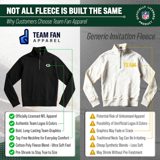 Green Bay Packers NFL Quarter Zip Fleece Pullover Unisex Sweatshirt - Black
