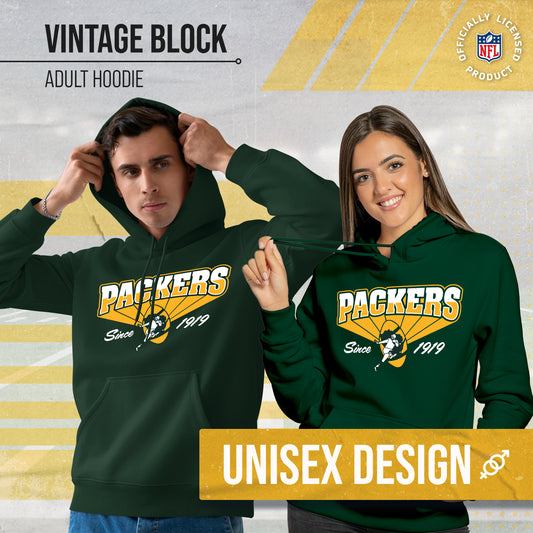 Green Bay Packers Vintage Block Fleece Hoodie - Forest Green
