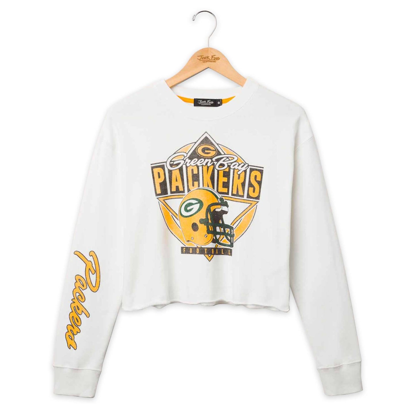 Green Bay Packers Junk Food NFL Women's Franchise Vintage Crop Crewneck - White