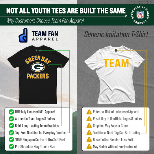 Green Bay Packers Youth NFL Football T-Shirt - Black