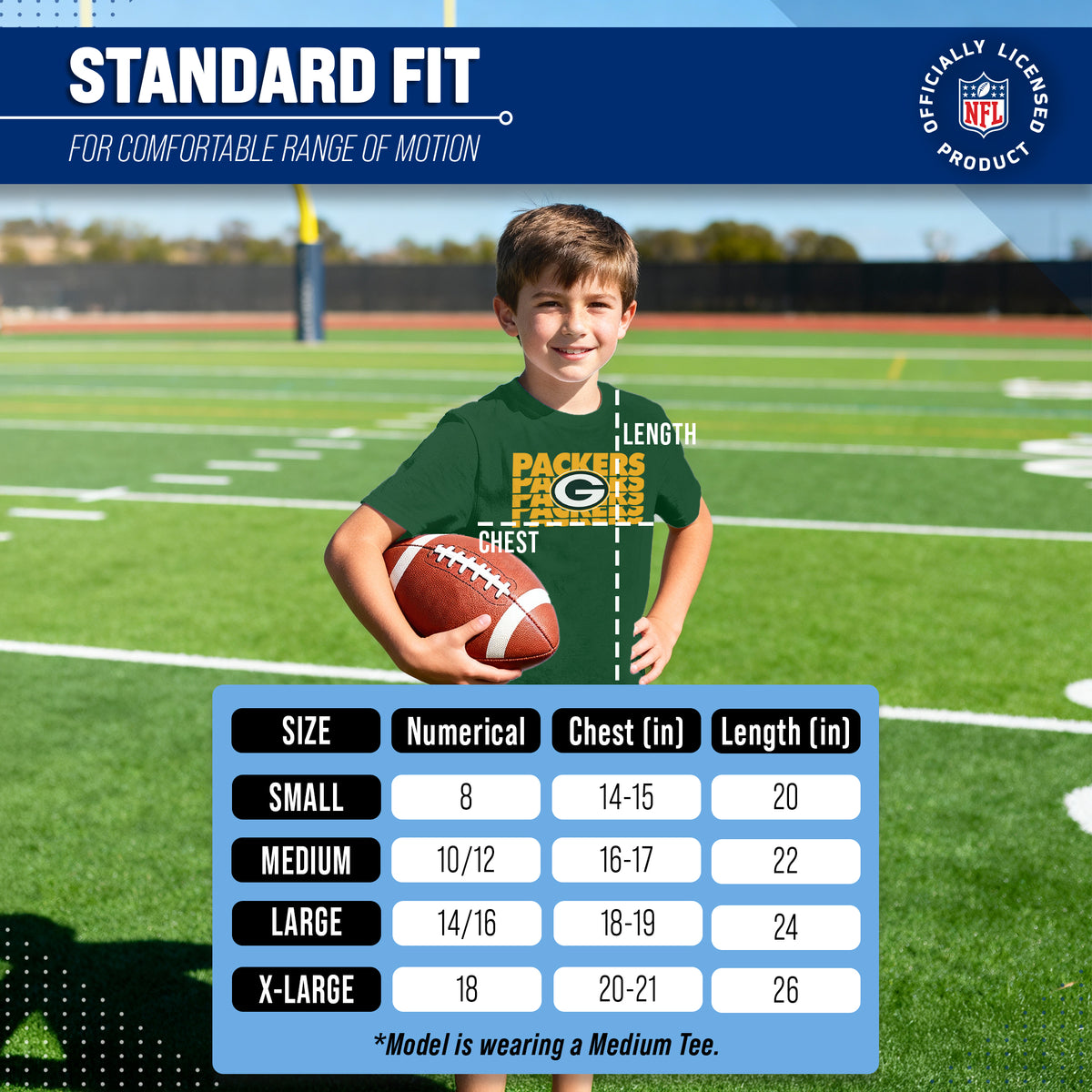 Green Bay Packers NFL Youth Repeating Logo Football T-Shirt - Forest Green