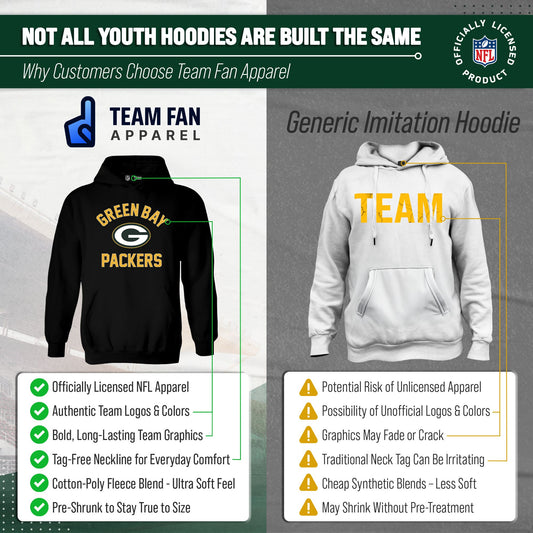 Green Bay Packers Youth Gameday Hoodie Sweatshirt - Black