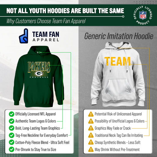 Green Bay Packers NFL Youth Overtime Blueprint Fleece Hoodie Sweatshirt - Forest Green