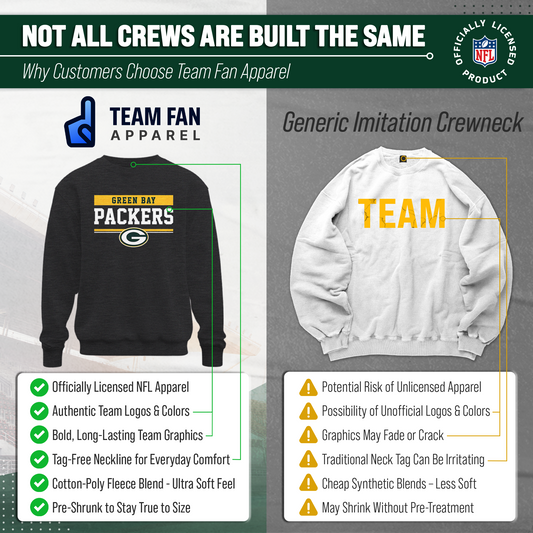 Green Bay Packers NFL Team Block Crewneck Sweatshirt - Charcoal