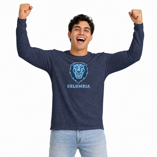 Columbia Lions Logo Long Sleeve Shirt Men Women Unisex NCAA Licensed - Navy