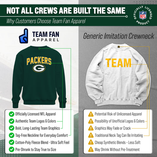 Green Bay Packers NFL Home Team Fleece Crewneck Sweatshirt Men Women - Forest Green