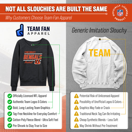Cincinnati Bengals NFL Womens Gameday French Terry Slouchy Top- Raglan Sleeves - Charcoal