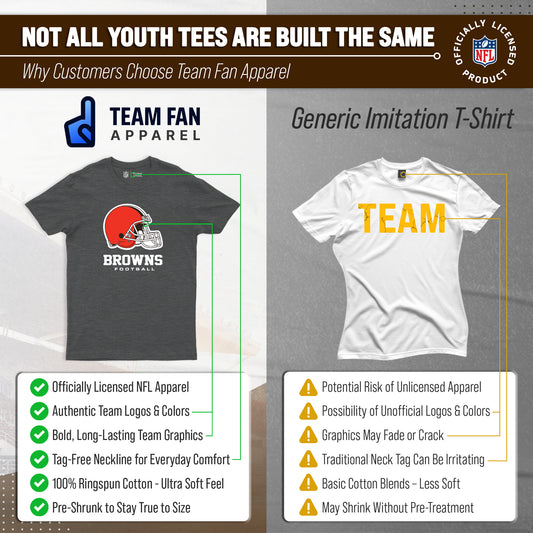 Cleveland Browns Youth NFL Large Logo Short Sleeve T-Shirt - Charcoal