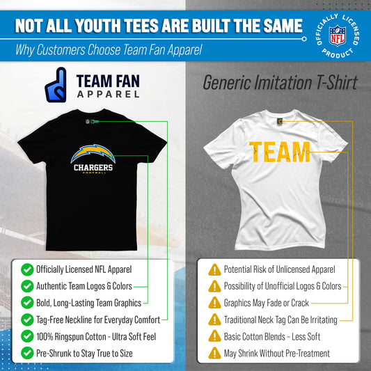 Los Angeles Chargers Youth NFL Large Logo Short Sleeve T-Shirt - Black