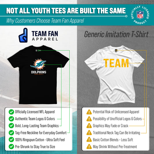 Miami Dolphins Youth NFL Large Logo Short Sleeve T-Shirt - Black