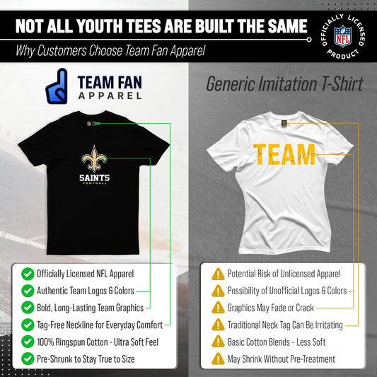 New Orleans Saints Youth NFL Large Logo Short Sleeve T-Shirt - Black