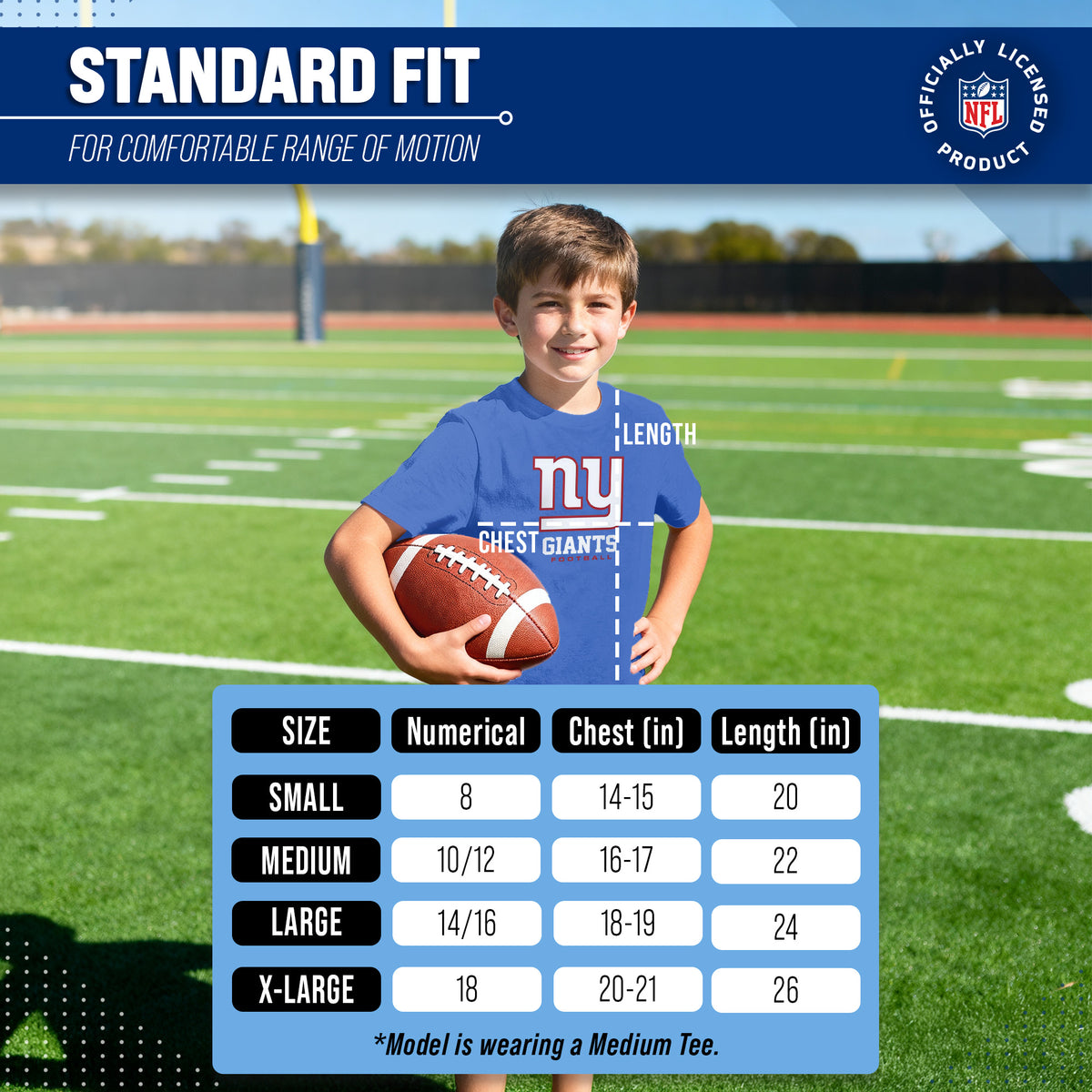 New York Giants Youth NFL Large Logo Short Sleeve T-Shirt - Royal