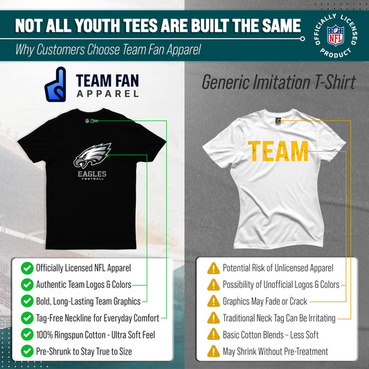 Philadelphia Eagles Youth NFL Large Logo Short Sleeve T-Shirt - Black