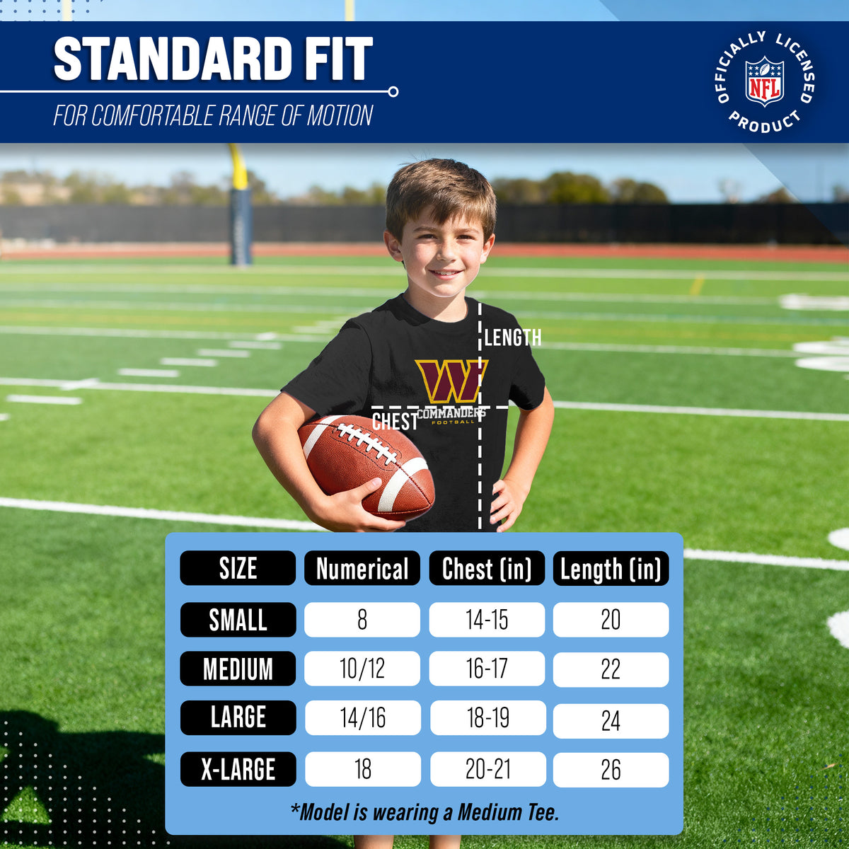 Washington Commanders Youth NFL Large Logo Short Sleeve T-Shirt - Black