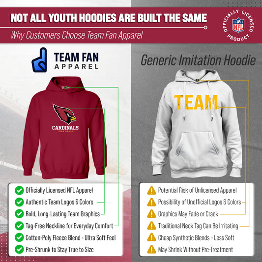 Arizona Cardinals NFL Youth Large Logo Fleece Hoodie Boys Girls - Cardinal