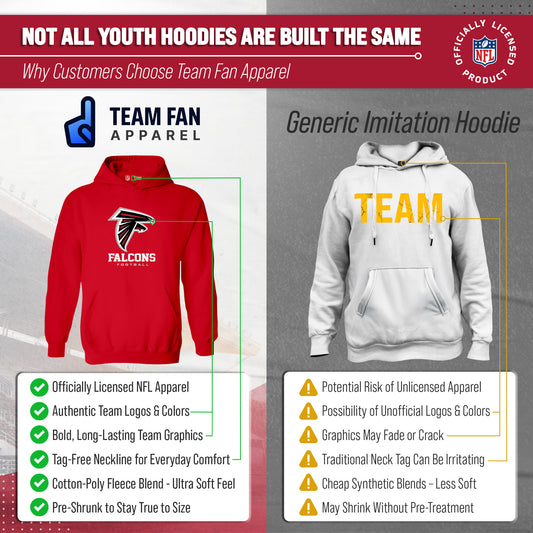Atlanta Falcons NFL Youth Large Logo Fleece Hoodie Boys Girls - Red