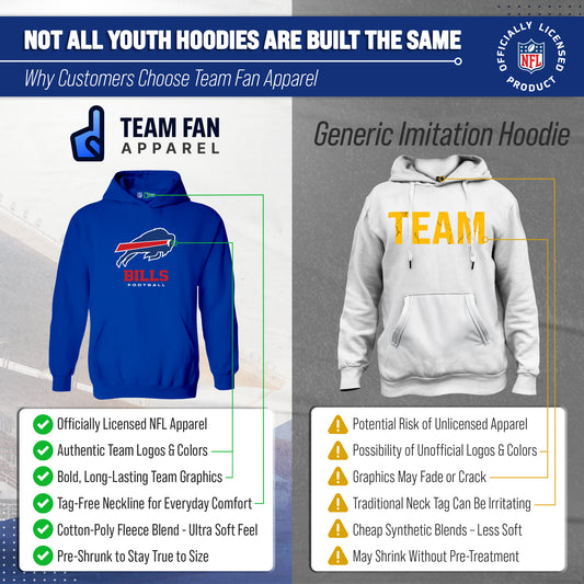 Buffalo Bills NFL Youth Large Logo Fleece Hoodie Boys Girls - Royal