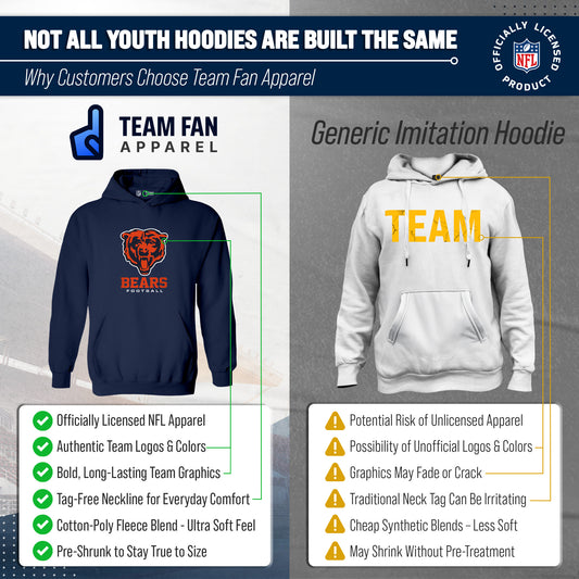 Chicago Bears NFL Youth Large Logo Fleece Hoodie Boys Girls - Navy