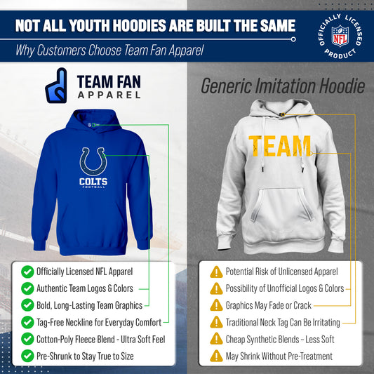 Indianapolis Colts NFL Youth Large Logo Fleece Hoodie Boys Girls - Royal