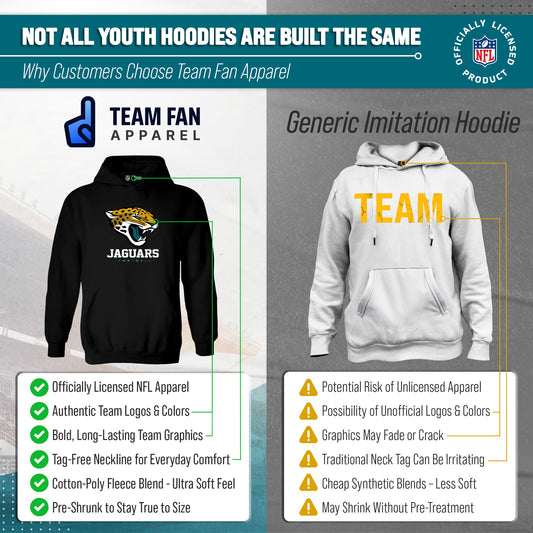 Jacksonville Jaguars NFL Youth Large Logo Fleece Hoodie Boys Girls - Black