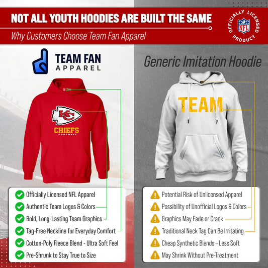 Kansas City Chiefs NFL Youth Large Logo Fleece Hoodie Boys Girls - Red