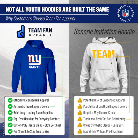 New York Giants NFL Youth Large Logo Fleece Hoodie Boys Girls - Royal