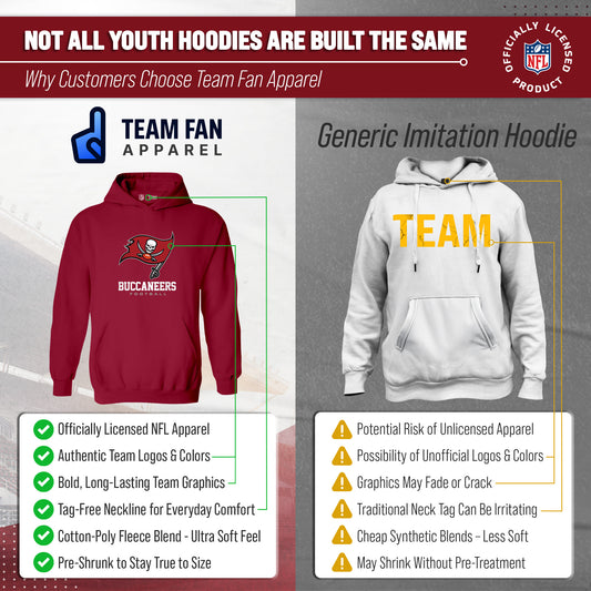 Tampa Bay Buccaneers NFL Youth Large Logo Fleece Hoodie Boys Girls - Cardinal