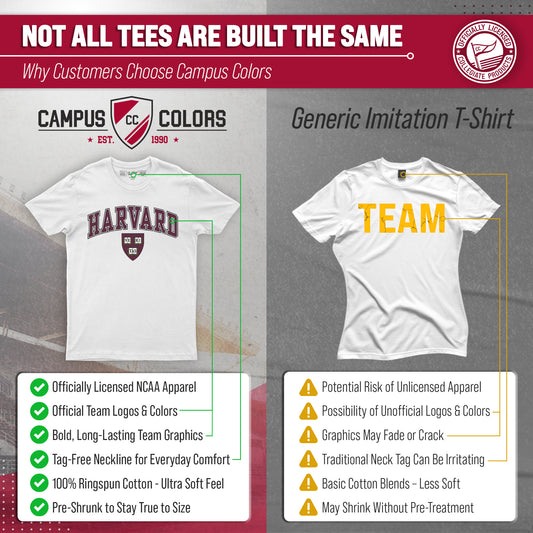 Harvard Crimson Gameday Cotton T-Shirt - Short Sleeve Crew Neck - White