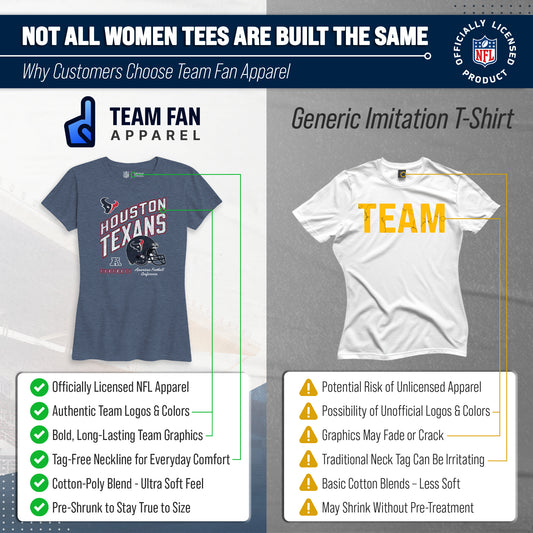 Houston Texans Women's Distressed Helmet T-Shirt - Blue Heather