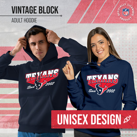 Houston Texans Vintage Block Fleece Hoodie - Navy