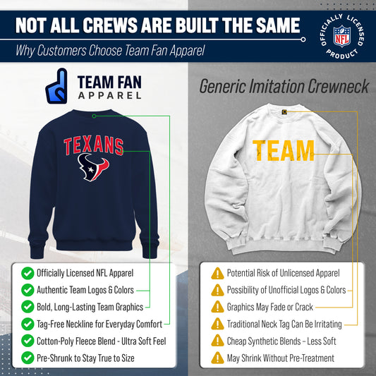 Houston Texans NFL Home Team Fleece Crewneck Sweatshirt Men Women - Navy