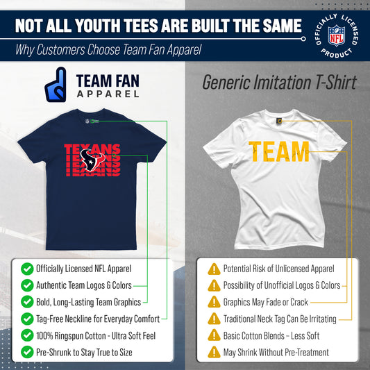 Houston Texans NFL Youth Repeating Logo Football T-Shirt - Navy