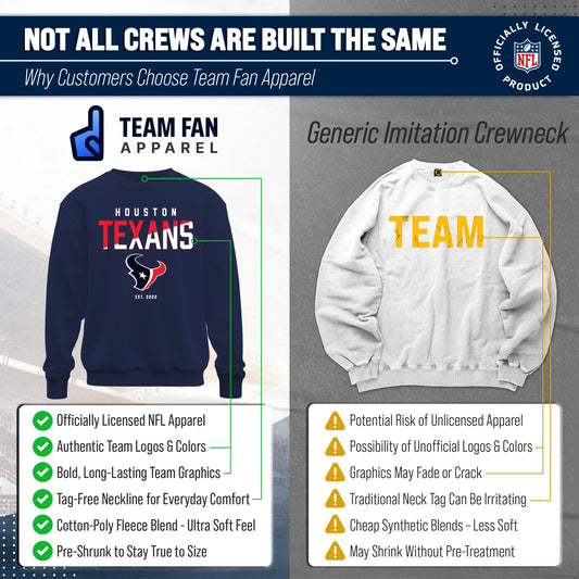 Houston Texans NFL Color Block Fleece Crewneck - Navy