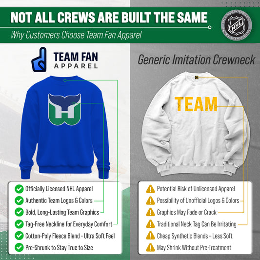 Hartford Whalers NHL Retro Logo Fleece Crewneck Sweatshirt Men Women - Royal Heather