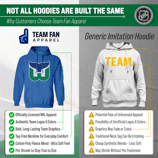 Hartford Whalers Retro Logo Fleece Hoodie - Royal Heather