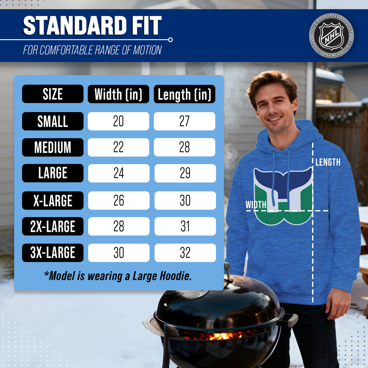Hartford Whalers Retro Logo Fleece Hoodie - Royal Heather