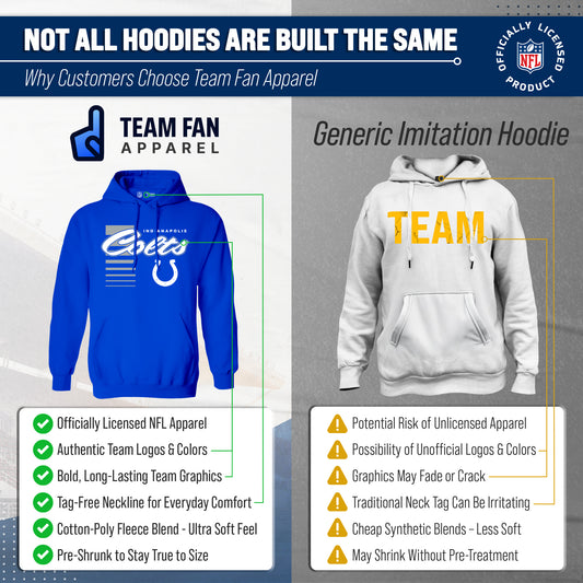 Indianapolis Colts NFL Adult Unisex Retro Script Ultra Soft Fleece Hooded Sweatshirt - Royal