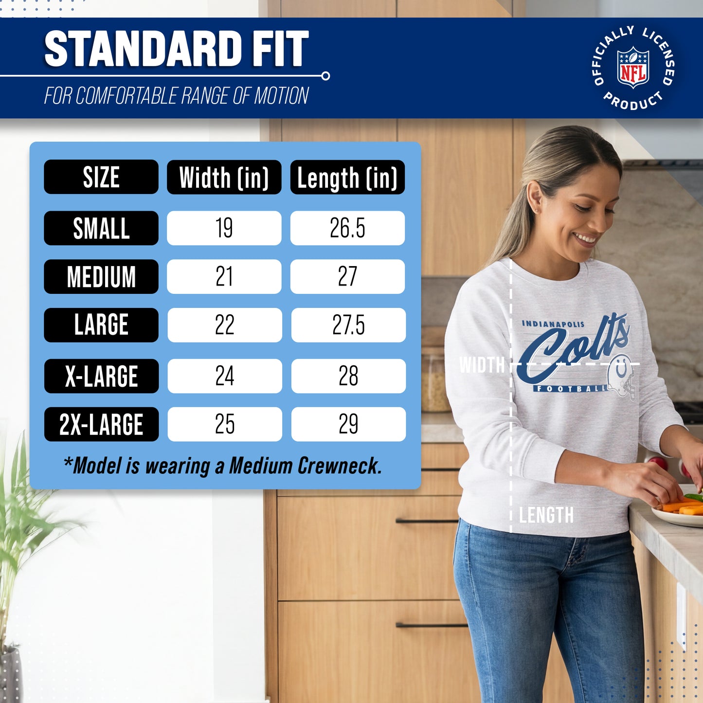 Indianapolis Colts Womens NFL Scrimmage Line Crewneck Pullover - Gray Heather