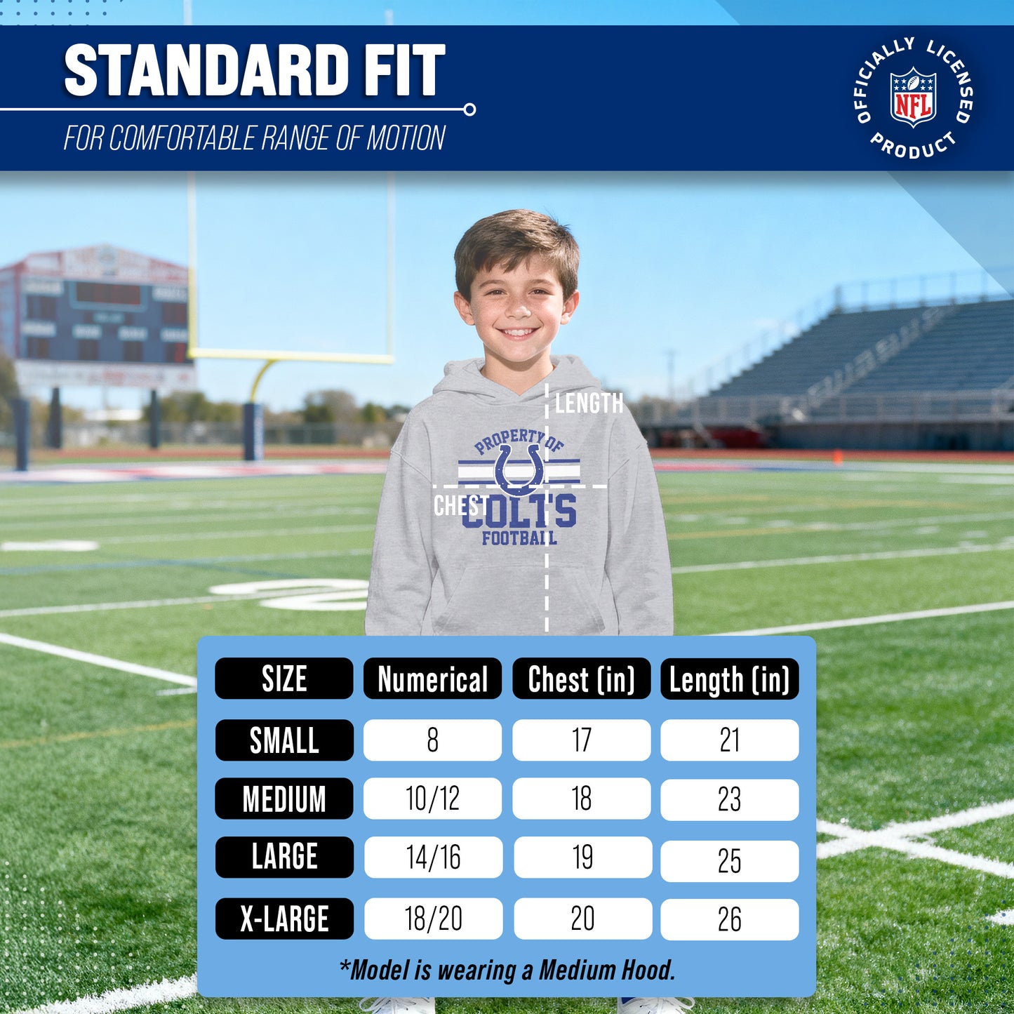 Indianapolis Colts NFL Youth Property Of Hooded Sweatshirt - Sport Gray