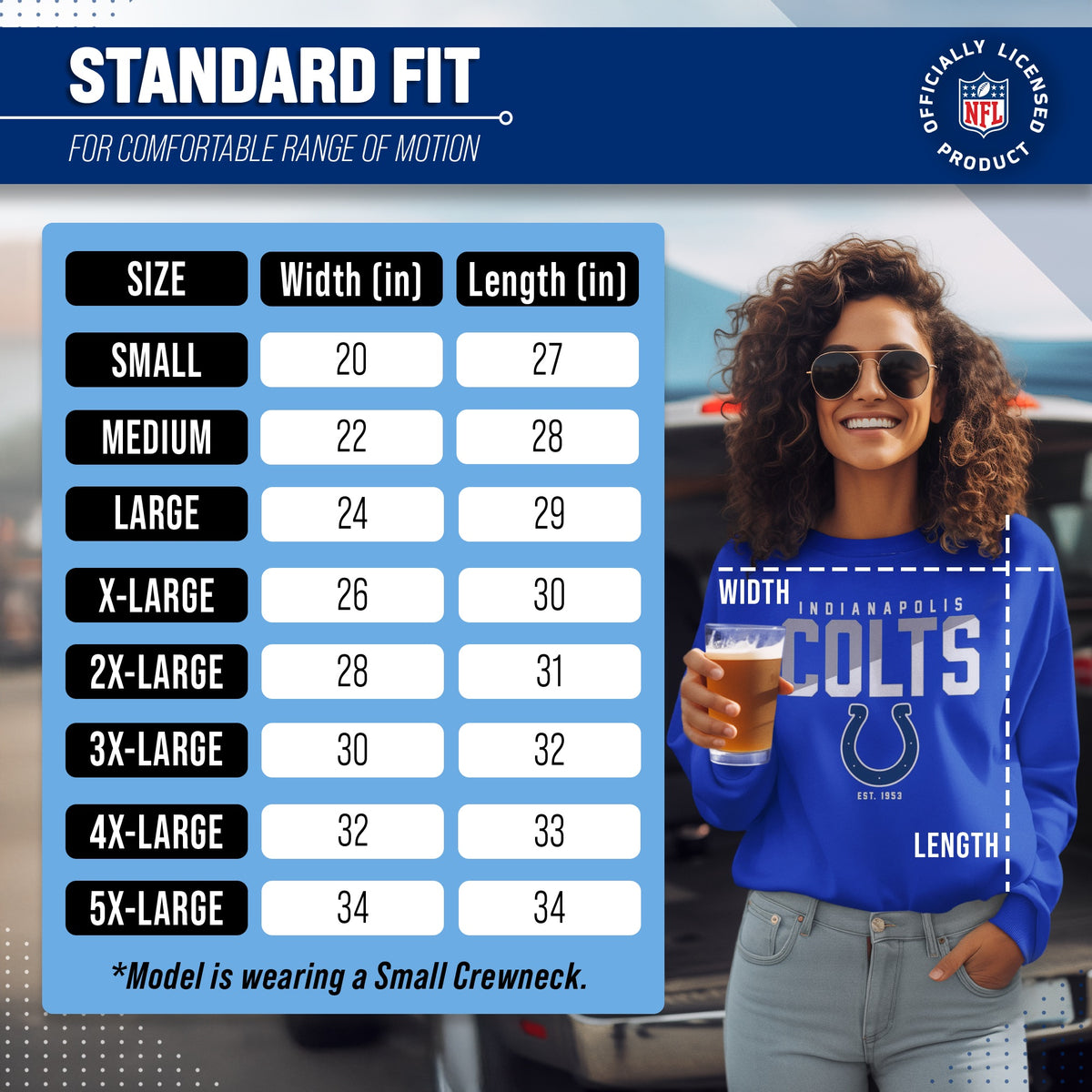 Indianapolis Colts NFL Color Block Fleece Crewneck - Royal