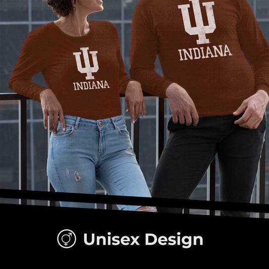 Indiana Hoosiers Logo Long Sleeve Shirt Men Women Unisex NCAA Licensed - Crimson