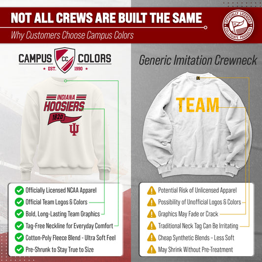 Indiana Hoosiers Varsity Pennant Crewneck Sweatshirt Men Women Fleece - Off White