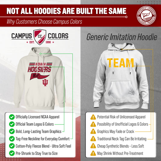 Indiana Hoosiers NCAA Varsity Club Pennant Hoodie Fleece Men Women - Off White