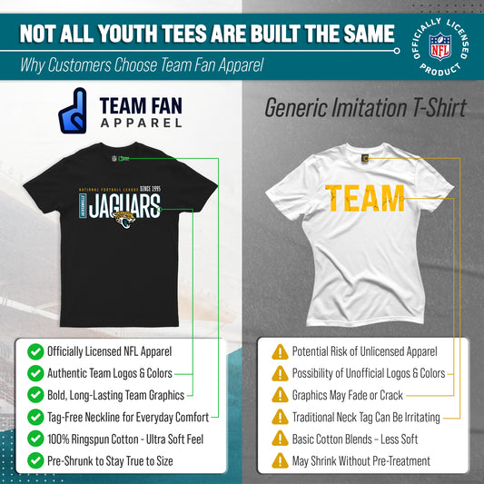 Jacksonville Jaguars NFL Youth Modern Endzone T-Shirt Unisex Boys Girls - Black