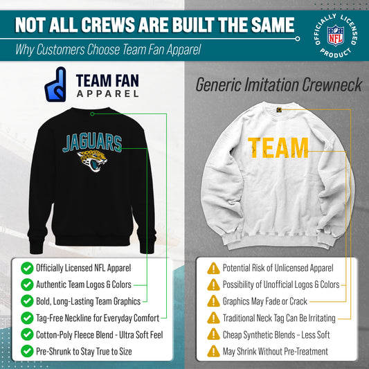 Jacksonville Jaguars NFL Home Team Fleece Crewneck Sweatshirt Men Women - Black