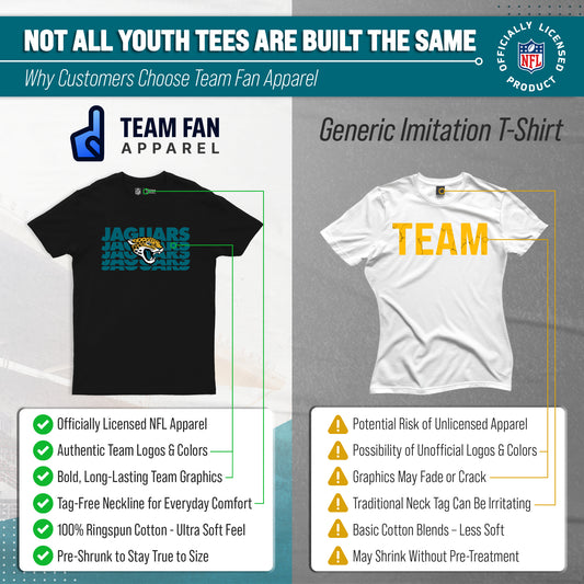 Jacksonville Jaguars NFL Youth Repeating Logo Football T-Shirt - Black