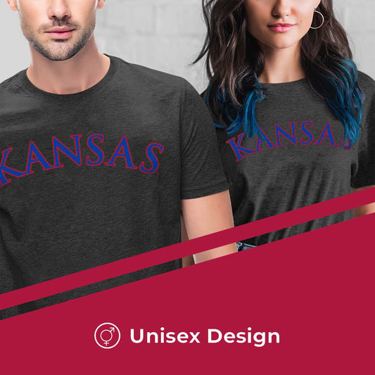 Kansas Jayhawks NCAA Cotton Blend Charcoal T-Shirt Men Women - Charcoal