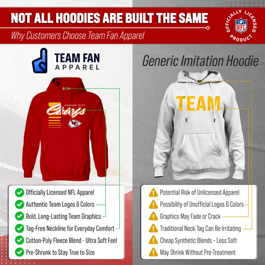 Kansas City Chiefs NFL Adult Unisex Retro Script Ultra Soft Fleece Hooded Sweatshirt - Red