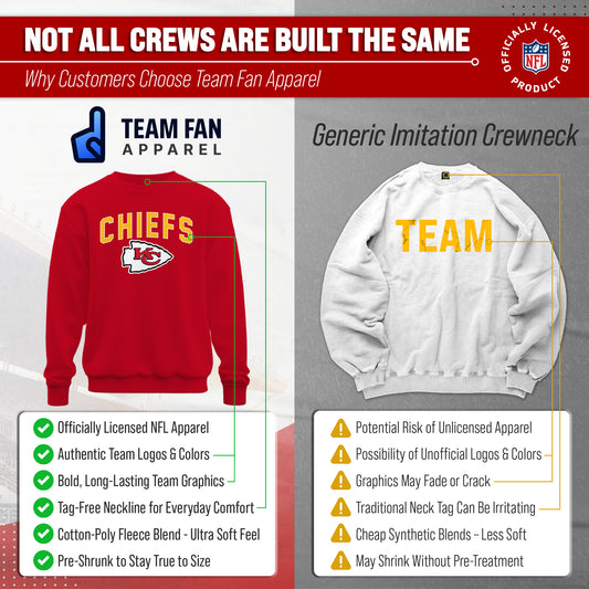 Kansas City Chiefs NFL Home Team Fleece Crewneck Sweatshirt Men Women - Red